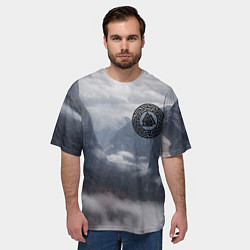 Футболка оверсайз мужская Место силы и символ валькнут на груди, цвет: 3D-принт — фото 2