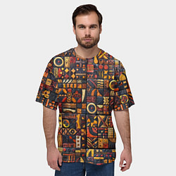 Футболка оверсайз мужская Африканский орнамент - резьба по дереву, цвет: 3D-принт — фото 2