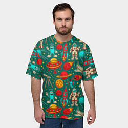 Футболка оверсайз мужская Космические персонажи, цвет: 3D-принт — фото 2