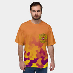 Футболка оверсайз мужская Герб РФ текстура камуфляж, цвет: 3D-принт — фото 2