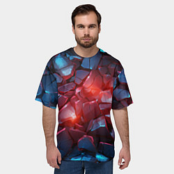 Футболка оверсайз мужская Синие камни с красным светом, цвет: 3D-принт — фото 2
