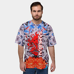 Футболка оверсайз мужская Cyberpunk 2077 samurai tatoo, цвет: 3D-принт — фото 2