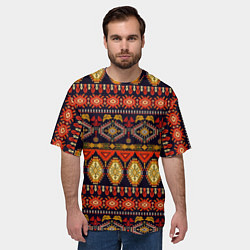 Футболка оверсайз мужская Яркий ромбовидный орнамент, цвет: 3D-принт — фото 2