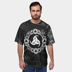 Футболка оверсайз мужская Воинская символика северного бога - рог одина, цвет: 3D-принт — фото 2