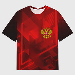 Футболка оверсайз мужская Россия герб текстура, цвет: 3D-принт