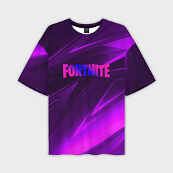 Футболка оверсайз мужская Fortnite neon stripes angles logo, цвет: 3D-принт