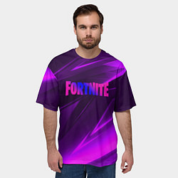 Футболка оверсайз мужская Fortnite neon stripes angles logo, цвет: 3D-принт — фото 2