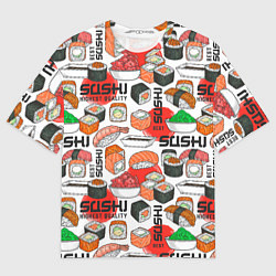 Футболка оверсайз мужская Суши высочайшего качества, цвет: 3D-принт