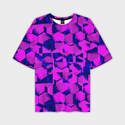 Футболка оверсайз мужская Абстракция темно фиолетовый геометрический фон, цвет: 3D-принт