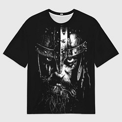 Футболка оверсайз мужская Суровый викинг в железном шлеме, цвет: 3D-принт
