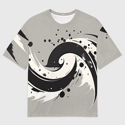 Футболка оверсайз мужская Инь-янь абстракция - нейроарт, цвет: 3D-принт
