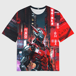 Футболка оверсайз мужская Бронированный красный киборг, цвет: 3D-принт