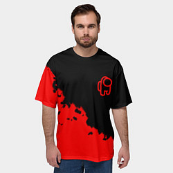 Футболка оверсайз мужская Among us красные краски, цвет: 3D-принт — фото 2