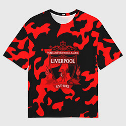 Футболка оверсайз мужская Liverpool камуфляжный стиль, цвет: 3D-принт