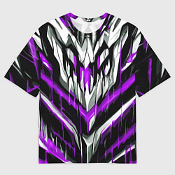 Футболка оверсайз мужская Фиолетово-белые ломаные клыки, цвет: 3D-принт