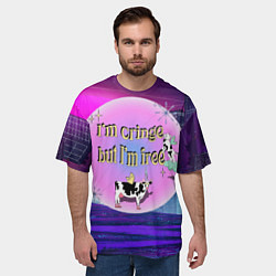Футболка оверсайз мужская Кринж свобода на белом фоне, цвет: 3D-принт — фото 2