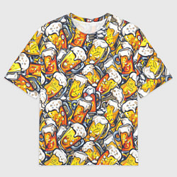 Футболка оверсайз мужская Граффити пиво пенное, цвет: 3D-принт