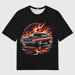 Футболка оверсайз мужская Огненный автомобиль, цвет: 3D-принт