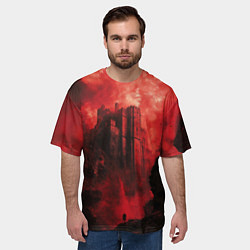 Футболка оверсайз мужская Путник под багровым замком, цвет: 3D-принт — фото 2