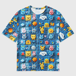 Футболка оверсайз мужская Пэчворк с зайчиками, цвет: 3D-принт