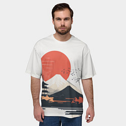 Футболка оверсайз мужская Японский осенний пейзаж, цвет: 3D-принт — фото 2