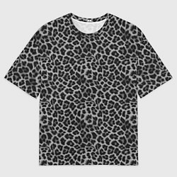 Футболка оверсайз мужская Серо-черный узор леопардовой шкуры, цвет: 3D-принт