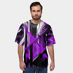 Футболка оверсайз мужская White and purple abstraction on a black background, цвет: 3D-принт — фото 2