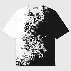 Футболка оверсайз мужская Чёрно белая абстракция, цвет: 3D-принт