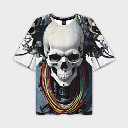 Футболка оверсайз мужская Cool cyber skull - ai art fantasy, цвет: 3D-принт