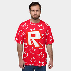 Футболка оверсайз мужская Roblox smile pattern, цвет: 3D-принт — фото 2