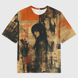 Футболка оверсайз мужская Девушка на газете, цвет: 3D-принт