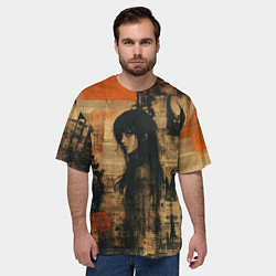 Футболка оверсайз мужская Девушка на газете, цвет: 3D-принт — фото 2