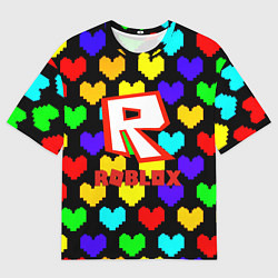 Футболка оверсайз мужская Роблокс сердца, цвет: 3D-принт