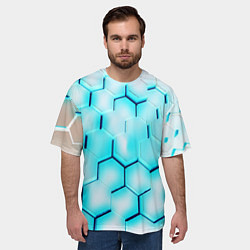 Футболка оверсайз мужская Неоновая броня соты, цвет: 3D-принт — фото 2