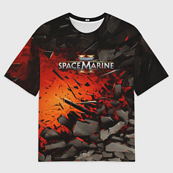 Футболка оверсайз мужская Warhammer 40000 space marine 2 взрыв камней, цвет: 3D-принт