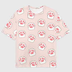 Мужская футболка оверсайз Милые отпечатки пушистых лапок