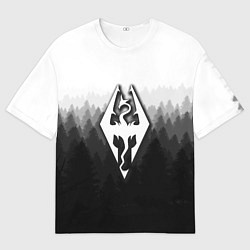 Футболка оверсайз мужская Скайрим лес лого, цвет: 3D-принт