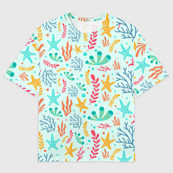 Футболка оверсайз мужская Абстракция коралловый фон, цвет: 3D-принт