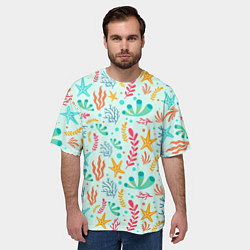 Футболка оверсайз мужская Абстракция коралловый фон, цвет: 3D-принт — фото 2