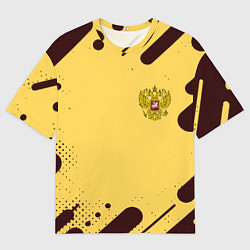 Мужская футболка оверсайз Герб РФ текстура ретро