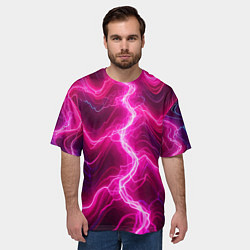 Футболка оверсайз мужская Pink lightnings - ai art fantasy, цвет: 3D-принт — фото 2