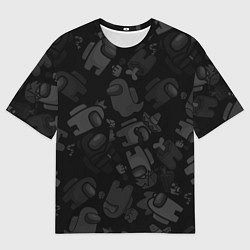 Футболка оверсайз мужская Among us персонажи на черном, цвет: 3D-принт