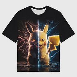 Футболка оверсайз мужская Злой и милый Пикачу, цвет: 3D-принт