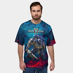 Футболка оверсайз мужская Warhammer 40000 space marine 2 ультрамарин, цвет: 3D-принт — фото 2