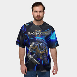 Футболка оверсайз мужская Warhammer 40000 space marine 2 ультрамарин, цвет: 3D-принт — фото 2
