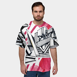 Футболка оверсайз мужская Скетч архитектуры - акварельная абстракция, цвет: 3D-принт — фото 2