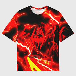Футболка оверсайз мужская Skyrim red storm logo, цвет: 3D-принт