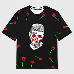 Футболка оверсайз мужская Lil peep rap band rose, цвет: 3D-принт
