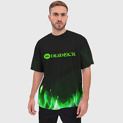 Футболка оверсайз мужская Deadlock logo зеленый огонь, цвет: 3D-принт — фото 2