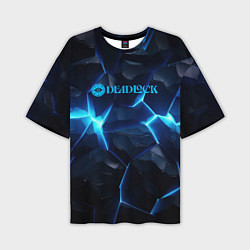 Футболка оверсайз мужская Deadlock logo синий лого, цвет: 3D-принт